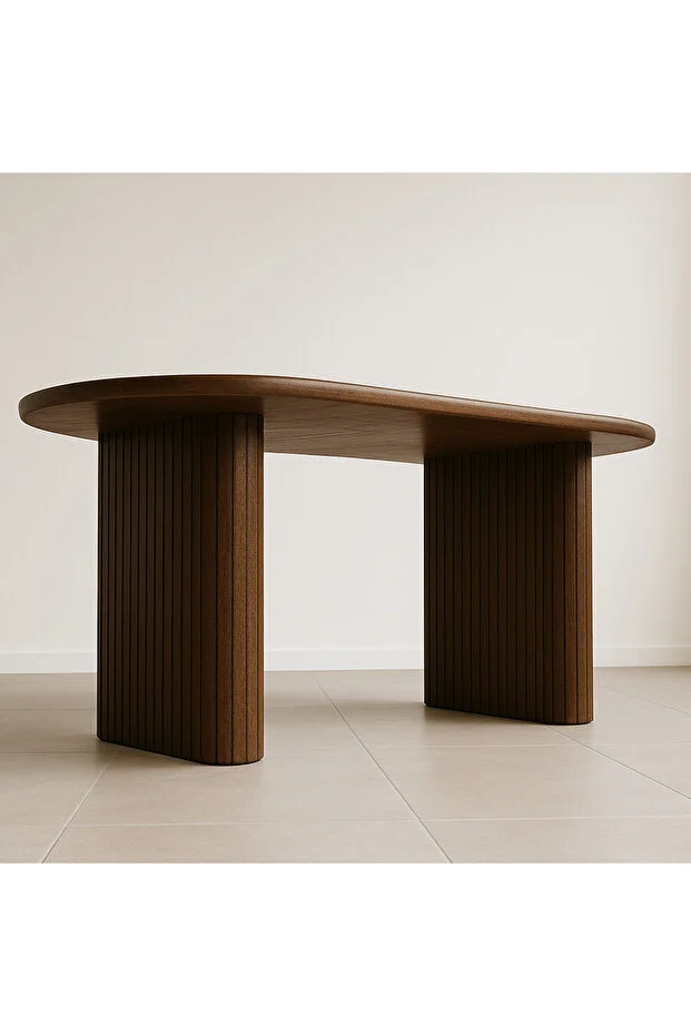 Masif Kayın Ağacından Oval Modern Yemek Masası – 180×80×75 cm